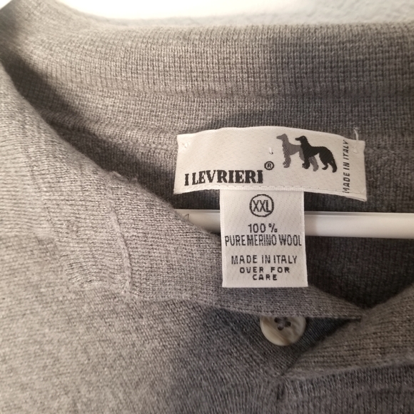 I Levrieri Italian 100% merino wool gray polo sweater XXL - Picture 3 of 9